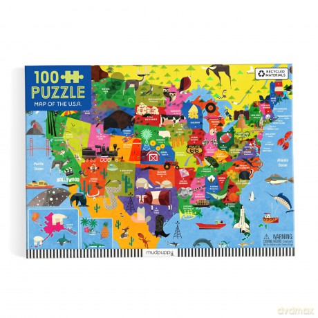 Map of the U.S.A. 100 Piece Puzzle [KSIĄŻKA]