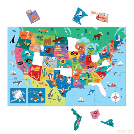 Map of the U.S.A. 100 Piece Puzzle [KSIĄŻKA]