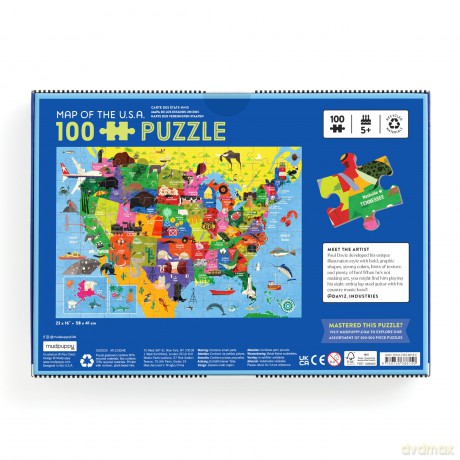Map of the U.S.A. 100 Piece Puzzle [KSIĄŻKA]