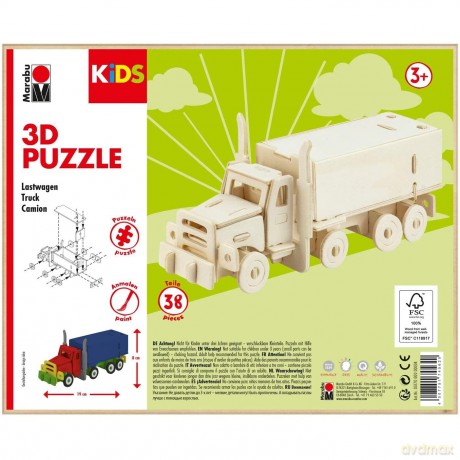 Marabu KiDS Lastwagen 3D-Puzzle, 38 (bem