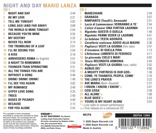 Mario Lanza-Night And Day: Mario Lanza-Night and Day [2CD]