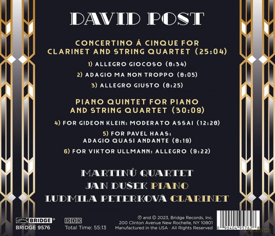 Martinu Quartet; Ludmila Peter-David Post Concertino A Cinqu: Martinu Quartet; Ludmila Peter-David Post Concertino A Cinqu [CD]