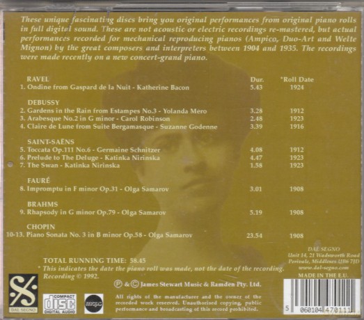 Samarov/Bacon/Mero/Robinson: Master of the Piano Roll [CD]