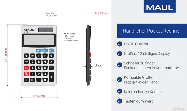 MAUL M 112 Taschenrechner silber