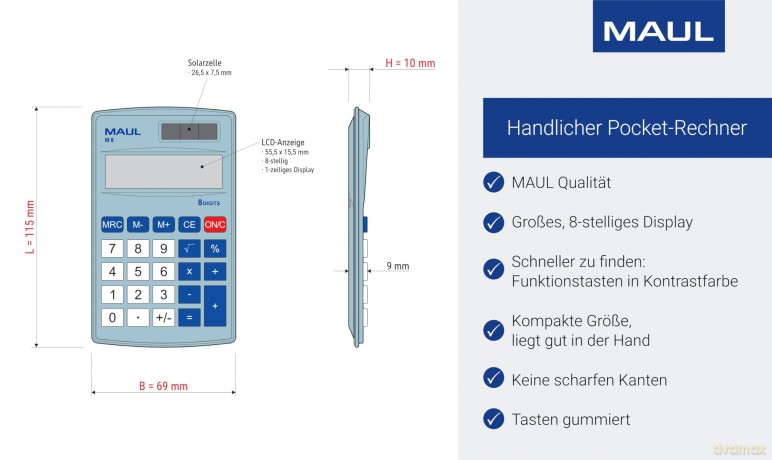 MAUL M 8 Taschenrechner hellblau