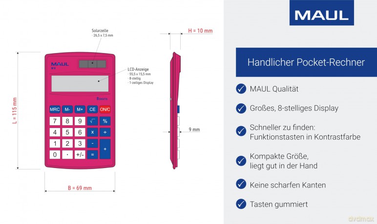 MAUL M 8 Taschenrechner pink