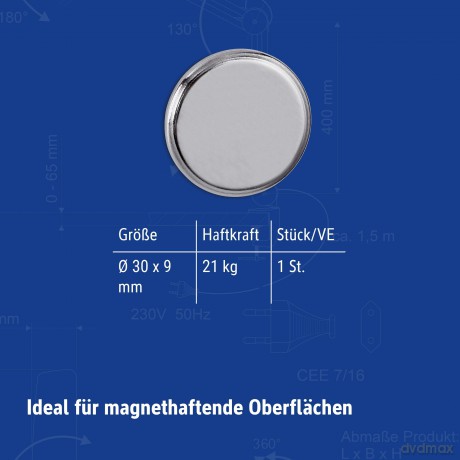 MAUL Magnet silber 3,0 x 0,9 cm
