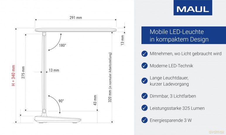 Maul: MAUL MAULSally LED-Schreibtischlampe wei