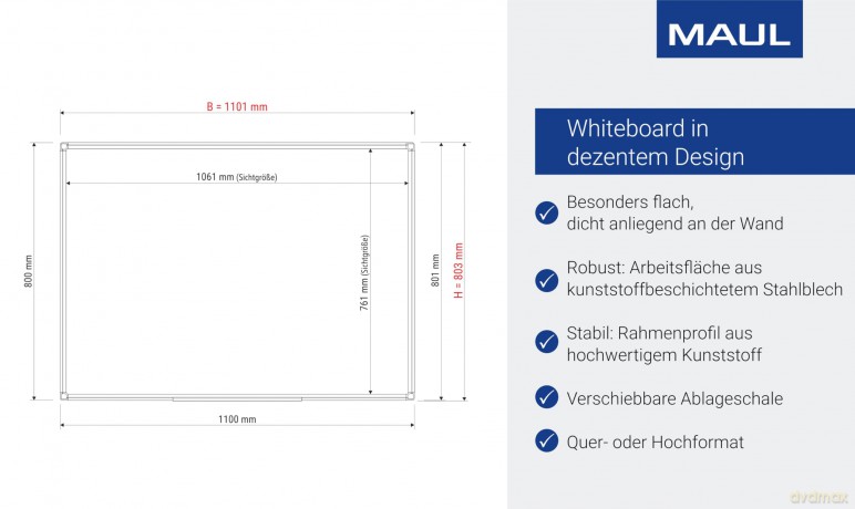 Maul: MAUL Whiteboard MAULprimo 11,0 x 80,0 cm