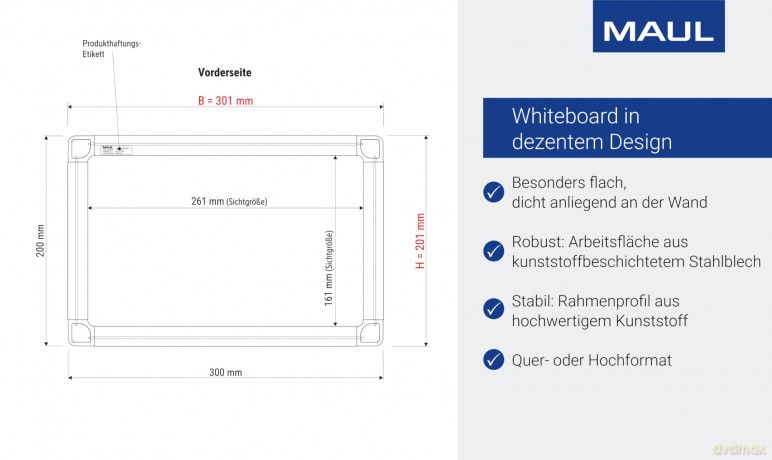 Maul: MAUL Whiteboard MAULprimo 20,0 x 30,0 cm
