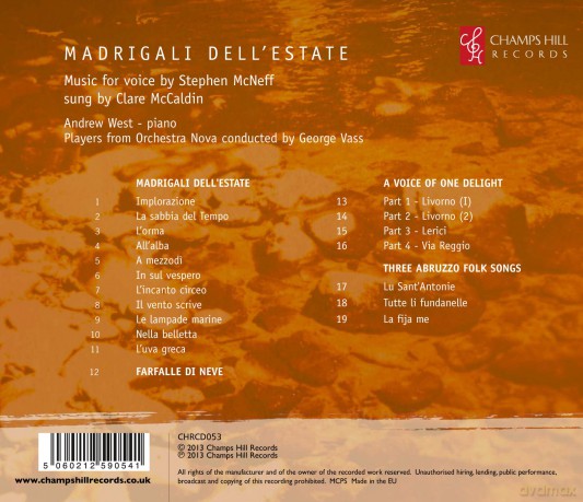 Mccaldin: Mccaldin/West/Orch Nova Ens-Mcneff:Madrigali Dell'Estate [CD]