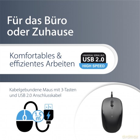 MediaRange Maus USB 2.0 3 Tasten, schwar