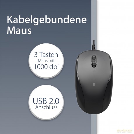 MediaRange Maus USB 2.0 3 Tasten, schwar