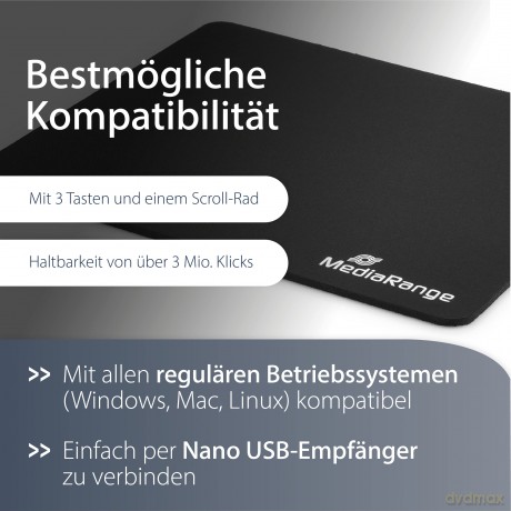 MediaRange Maus Wireless 3 Tasten, schwa