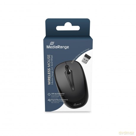 MediaRange Maus Wireless 3 Tasten, schwa