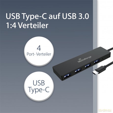 MediaRange USB-Hub MRCS508 4-fach schwar