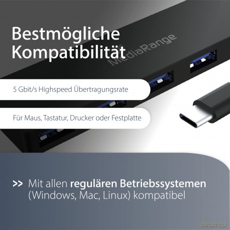 MediaRange USB-Hub MRCS508 4-fach schwar
