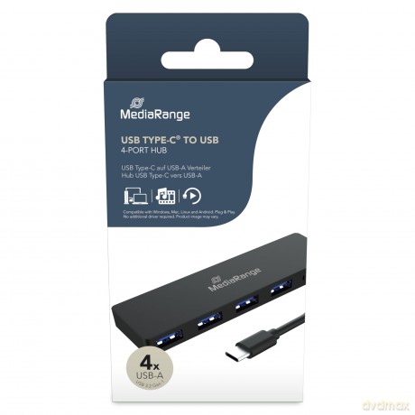 MediaRange USB-Hub MRCS508 4-fach schwar