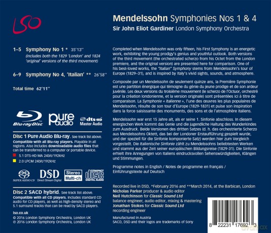 Mendelssohn Symphonies 14: Lso Gardiner: Mendelssohn Symphonies 14: LSO Gardiner [2CD]