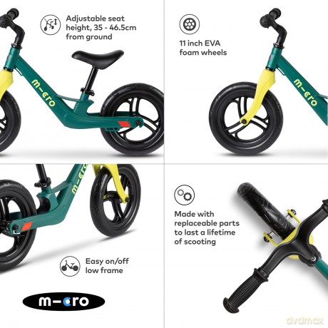 Micro balance bike lite, peacock green