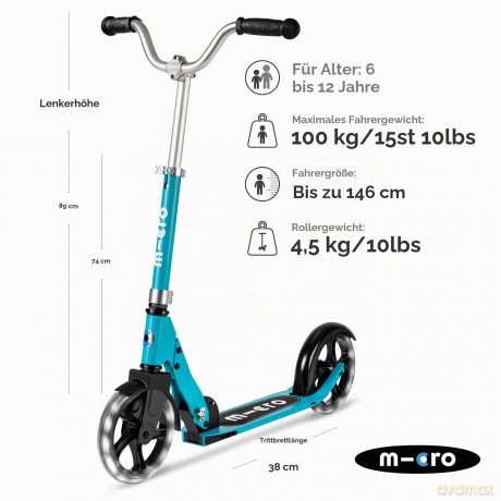 Micro Cruiser LED Scooter, aqua