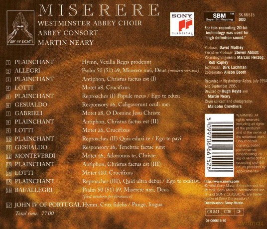 Westminster Abbey Choir: Miserere [CD]