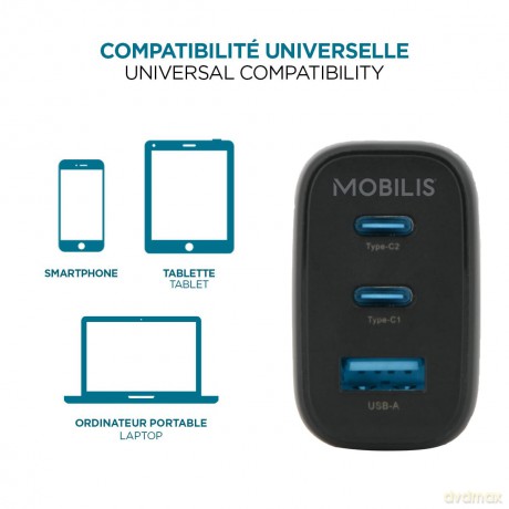 Mobilis Wall Charger - 65W - 2USB C + 1U