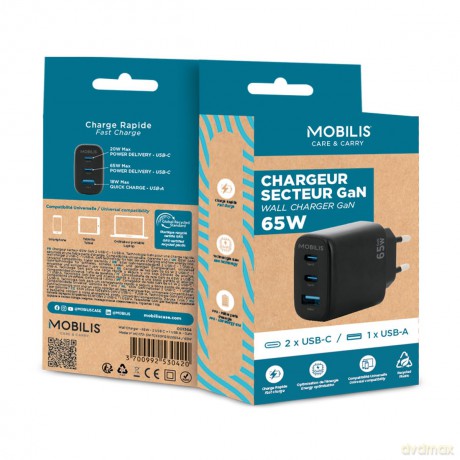 Mobilis Wall Charger - 65W - 2USB C + 1U