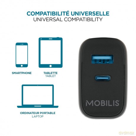 Mobilis Wall Charger 45W - 1 USB A 1 USB