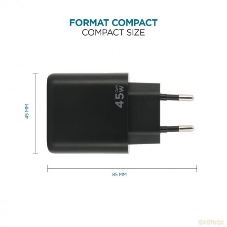 Mobilis Wall Charger 45W - 1 USB A 1 USB