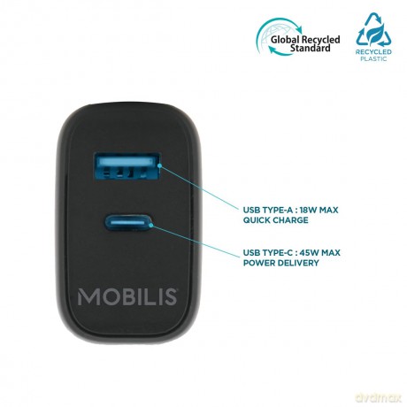 Mobilis Wall Charger 45W - 1 USB A 1 USB