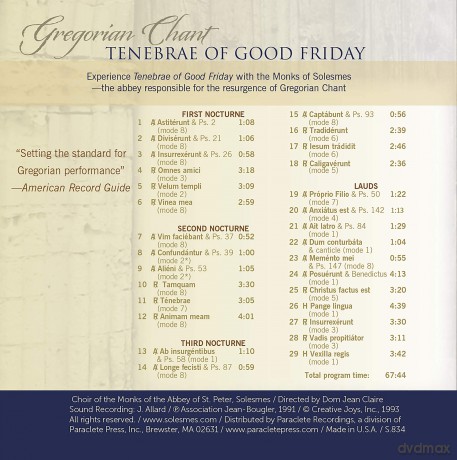 Monks Of Solesmes-Tenebrae Of Good Friday: Monks Of Solesmes-Tenebrae Of Good Friday [CD]