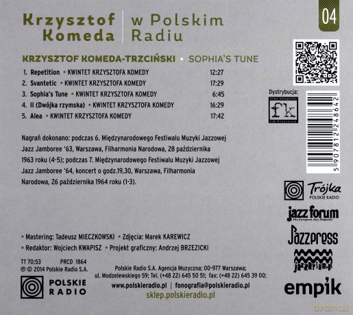 Krzysztof Komeda Trzciński: Komeda w PR vol. 4-Krzysztof Komeda Trzciński/Sophia's Tune [CD]