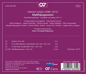 Heinrich Schutz: Matthew Passion - Dresdner Kammerchor [CD]