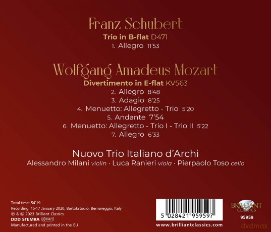 Nuovo Trio Italiano Darchi: Mozart Divertimento Kv563 [CD]