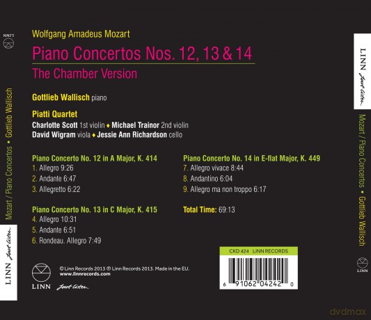 Piatti Quartet Gottlieb Wal: Mozart Piano Concertos 12 [CD]