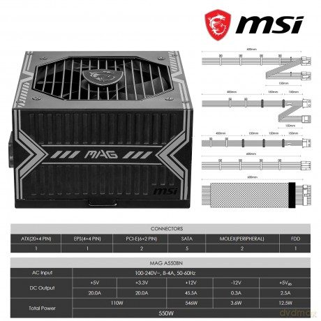 MSI Netzteil MAG A550BNL 550Watt