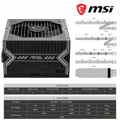 MSI Netzteil MAG A650BNL 650Watt