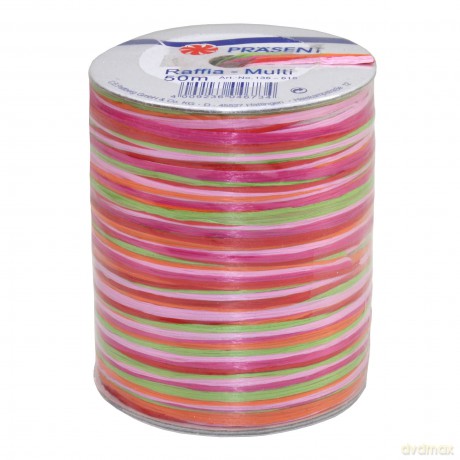 Multi Raffia 50m,pink-grźn-Ora