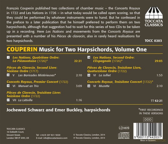 Couperin: Music For Two Harpsichords 1 [CD]