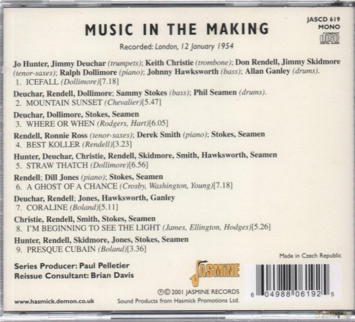 MUSIC IN THE MAKING-Jo Hunter,Jimmy Deuchar,Keith Christie,Don Rendell [CD]