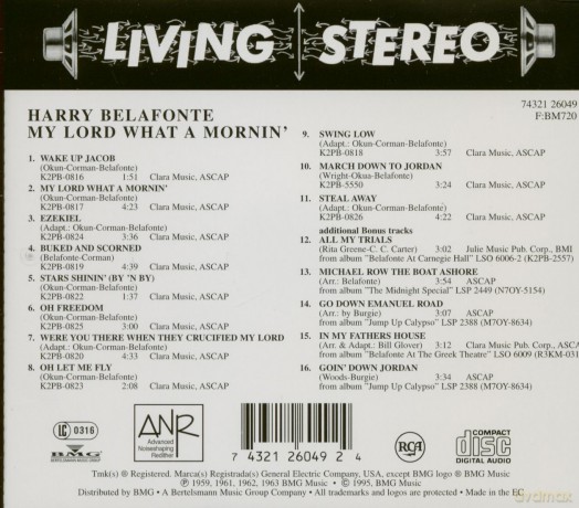 Belafonte,Harry: My Lord What A Mornin [CD]