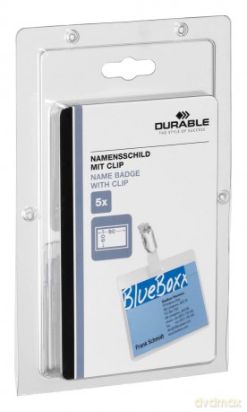 Durable: Namensschild Mit Clip Transp.