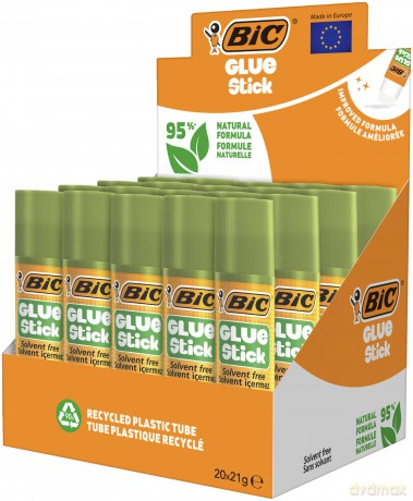 Display Klej BIC Glue Stick 95% ECOlustions 21g 20szt.