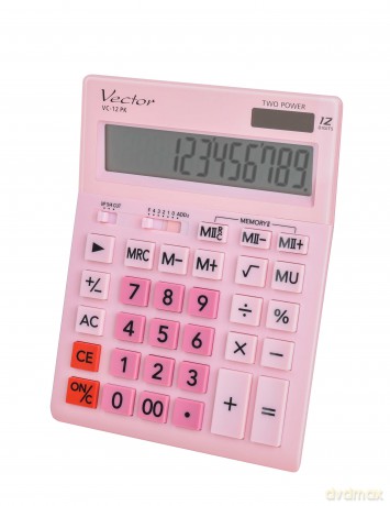 Kalkulator biurowy różowy Vector VC-12 PK