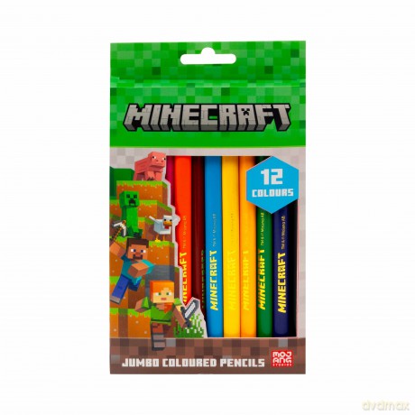 Kredki ołówkowe trójkątne Jumbo Minecraft 12 kolorów