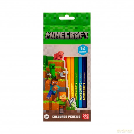 Kredki ołówkowe trójkątne Minecraft 12 kolorów