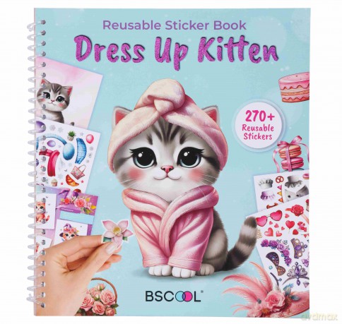 Książeczka z naklejkami wielokrotnego użytku Dress Up Kitten A002649 [KSIĄŻKA]