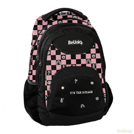 Plecak 3-komorowy Pink kratka-różowa BeUniq BU26SU-2708