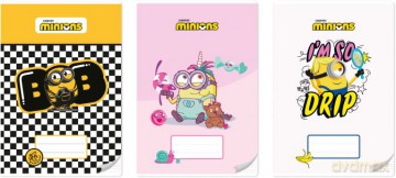 Zeszyt A4 32k. trzy linie kolorowe Minionki 1szt.mix